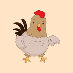 Cute chicken icon character vector illustration.