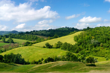Fototapeta premium Rural landscape near Salsomaggiore, Parma, at springtime