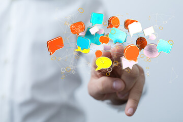 3D rendering flying email icon and web flying