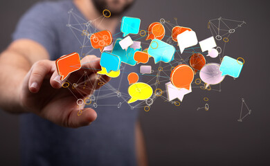 3D rendering flying email icon and web flying