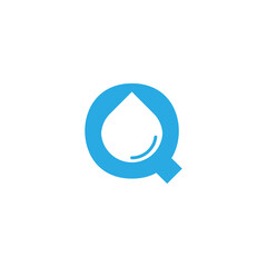 Initial Letter Q Hydro Logo with Negative Space Water drop Icon Design Template Element