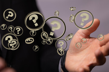 3d question marks background concept.