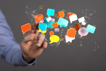  hand using mobile smartphone with email icon, Email concept, copy space