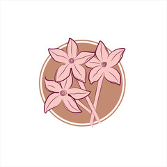 Vector logo design template - floral illustration in simple minimal linear style- Flower