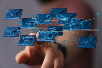 flying email icon and web flying