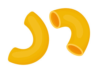 Pasta elbows. Italian pasta cartoon illustration isolated on white background.