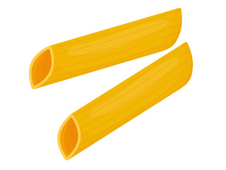 Pasta penne. Italian pasta cartoon illustration isolated on white background.