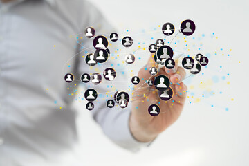 Digital technology background. Network connection dots and lines.