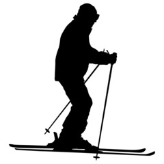 Mountain skier speeding down slope sport silhouette