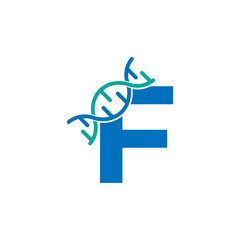 Initial Letter F Genetic Dna Icon Logo Design Template Element. Biological Illustration