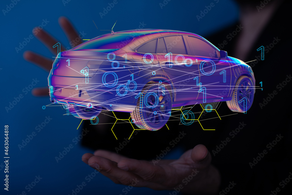 Poster Driverless autonomous vehicle with lidar technology