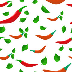 papper chili vegetable vector seamless pattern 