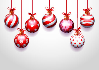 Christmas ornaments balls on white background. xmas and ornament, winter season, sphere shiny,