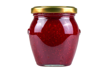 Jam in glass jar isolated on white with clipping path