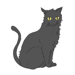 dibujo de gato negro sentado