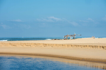 Landscape of Moliets beach and its river