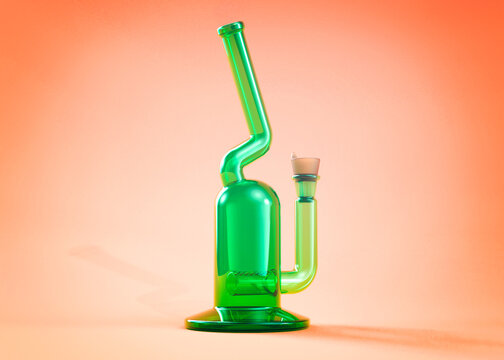 3d render of a bong isolated on orange background