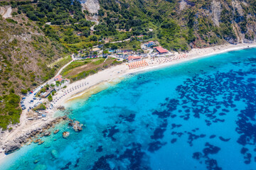 Obraz premium Aerial view of Petani Beach on the Kefalonia Island, Greece