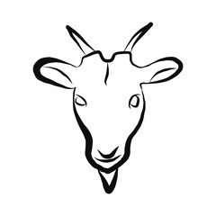 Goat head line icon, outline vector sign, linear pictogram isolated on white. Symbol, logo illustration