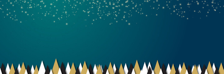 Beautiful christmas banner background with pattern, doodle, tree, snowman, gift, star, and text space