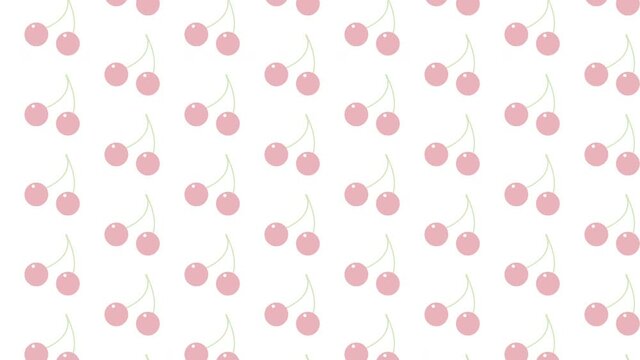 Cherry illustration pattern 4K background animation. さくらんぼのパターンイラストアニメーション 4K 背景素材