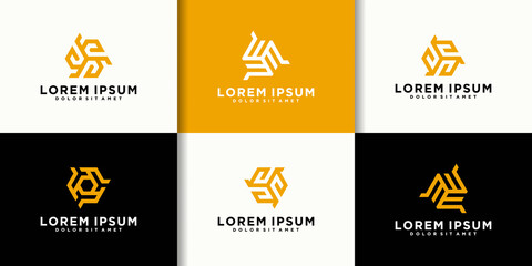 Set of creative letter S E logo design template