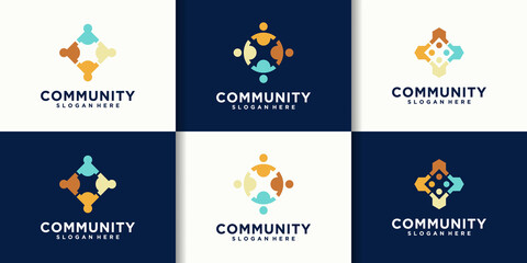 Obraz na płótnie Canvas People foundation and community logo set