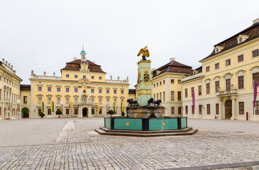 Fototapeta na wymiar Ludwigsburg, Germany. The courtyard of the Ludwigsburg residence - the baroque palace of the rulers of the Württemberg house, 1704-1733