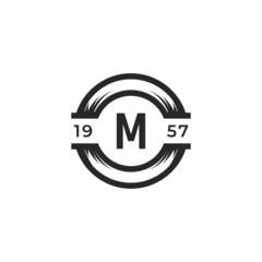 Vintage Insignia Letter M Logo Design Template Element. Suitable for Identity, Label, Badge, Cafe, Hotel Icon Vector