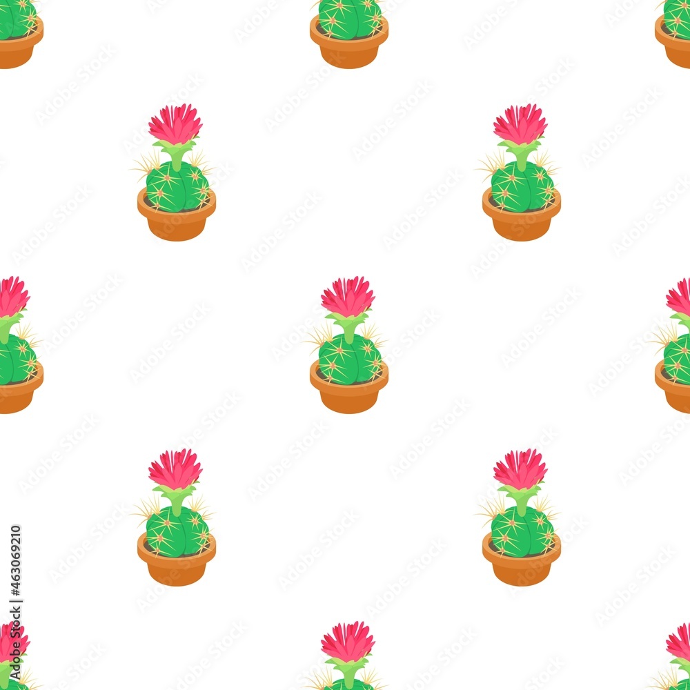 Poster cactus with red flower pattern seamless background texture repeat wallpaper geometric vector