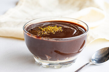 Supangle dessert on a white background. Chocolate pudding