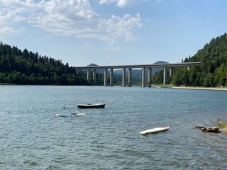 Lake Bajer or Artificial reservoir Bajer on the river Licanka, Fuzine - Gorski kotar, Croatia...