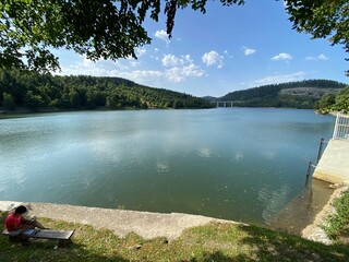 Lake Bajer or Artificial reservoir Bajer on the river Licanka, Fuzine - Gorski kotar, Croatia...