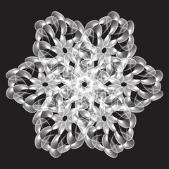 Mandala. Flower or snowflake Linear Vector Spiral Pattern or Texture. Design element