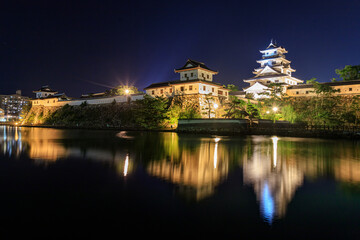 ライトアップされた今治城　愛媛県今治市　Illuminated Imabari Castle Ehime-ken...