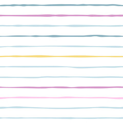 Seamless pattern with multicolored hand-drawn stripes on a white background