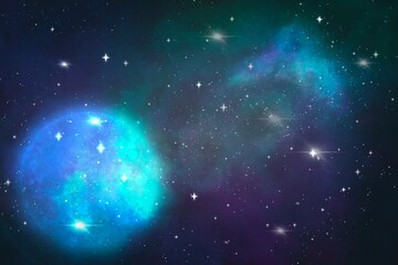 Space background with nebula and stars. Environment 360 HDRI map. Equirectangular projection, spherical panorama. 3d illustration
