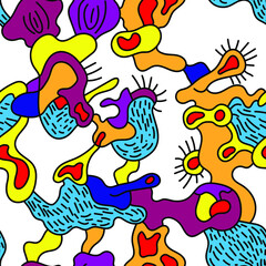Obraz na płótnie Canvas Seamless abstract surreal artwork with hand drawn strange pattern