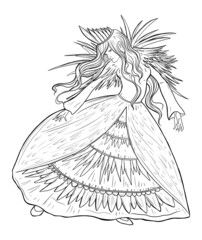 The Raven princess. Fairytale character design. Vector illustration