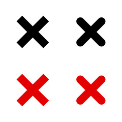 Cross sign vector icon. Delete red icon