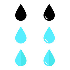 Water drops flat icon set