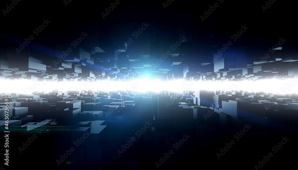 Poster abstract 3d futuristic corridor illuminated with light. 3d rendering
