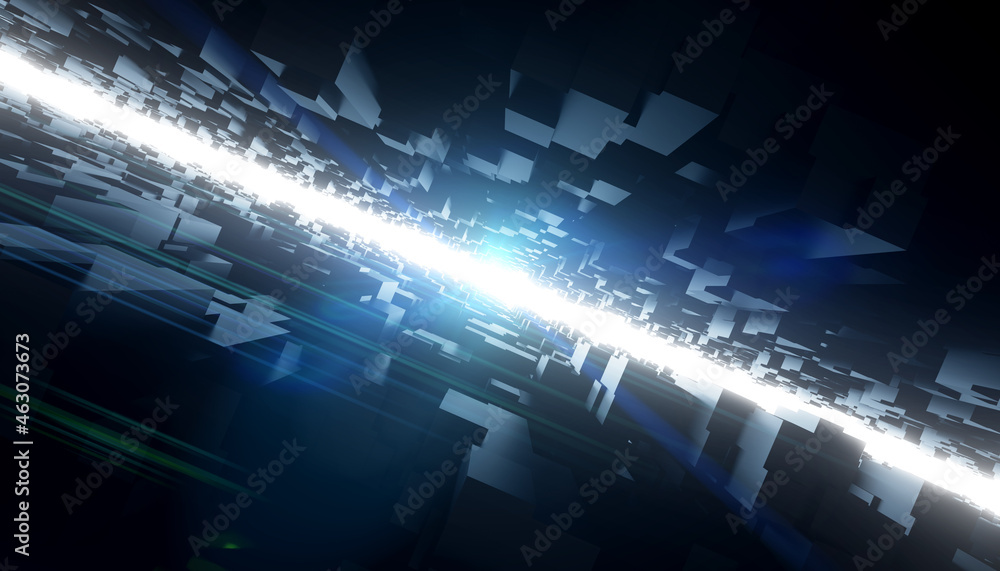 Poster abstract 3d futuristic corridor illuminated with light. 3d rendering