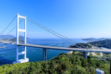 糸山展望台から見たしまなみ海道（来島海峡大橋）　愛媛県今治市　Shimanami Kaido seen from Itoyama Observatory (Kurushima Kaikyo Bridge) Ehime-ken Imabari city