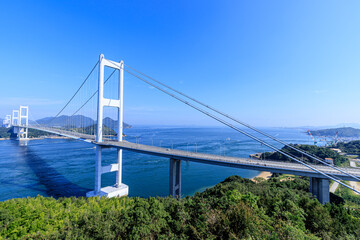 糸山展望台から見たしまなみ海道（来島海峡大橋）　愛媛県今治市　Shimanami Kaido seen from Itoyama Observatory (Kurushima Kaikyo Bridge) Ehime-ken Imabari city