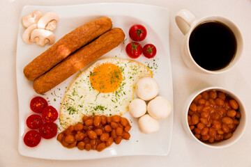 breakfast with coffee and sausage