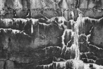 black and white abstract texture of an old concrete wall for background or wallpaper