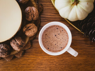 coffee and decorations on the table