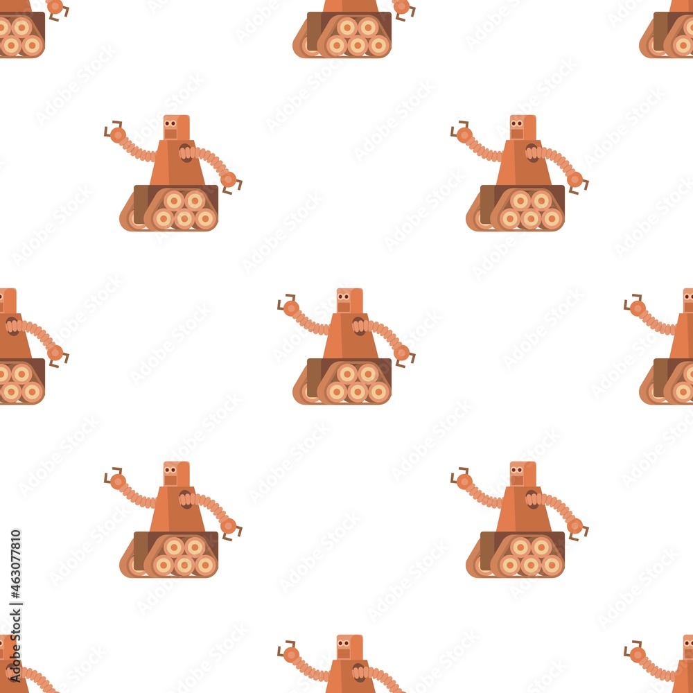 Poster robot with caterpillar track pattern seamless background texture repeat wallpaper geometric vector