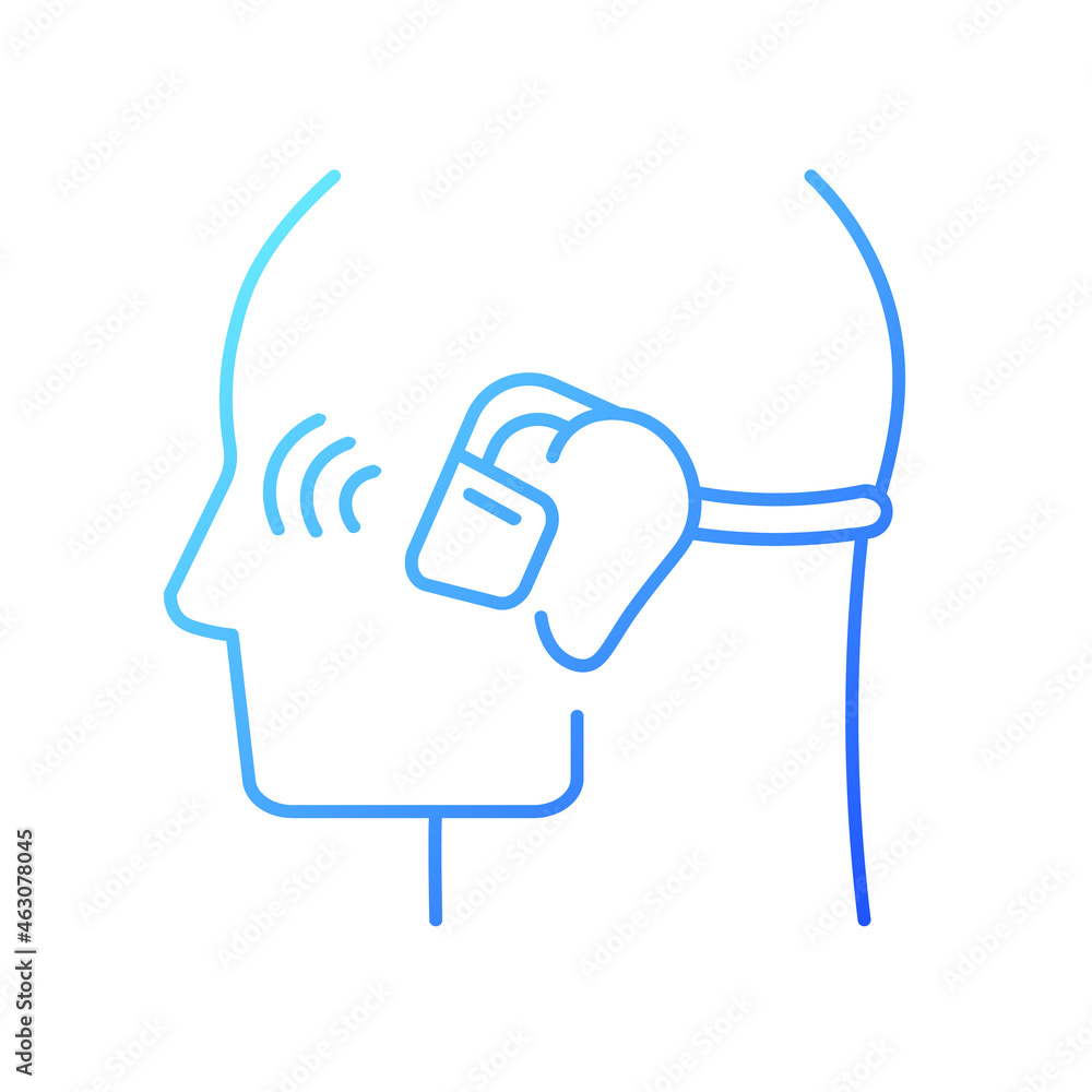 Poster open ear wireless headphones gradient linear vector icon. bone conduction earphones. wireless connec